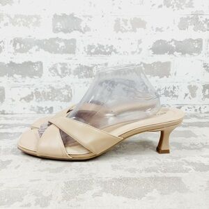 NEW Easy Spirit Nude Crisscross Slip On Kitten Heel Open Toe Sandals F425